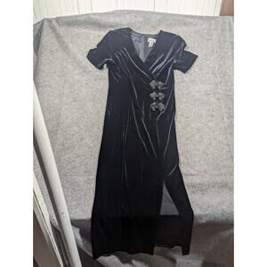 Ultra Dress New York Dress Black Velvet 12 Women Stretch Velour Midi Slit Goth